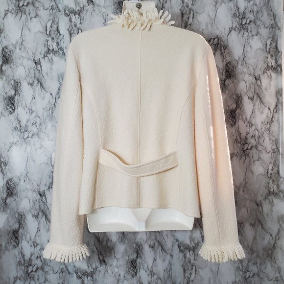 Talbots Boiled Wool Fringed Jacket/Cardigan - Picture 4 of 6